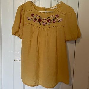 Yellow Blouse with Florals